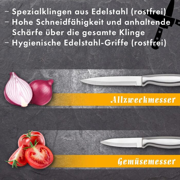 Набір ножів Messerblock з 7 предметів | Набір ножів для кухні з кухонними ножами та ножицями | Набір ножів з нержавіючої сталі C-MBS 4018 білий