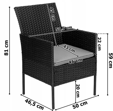 Комплект садових меблів з техноротанга eHokery Magnolia, чорний, 4 предмети