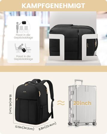 Чорний жіночий рюкзак LOVEVOOK 40L для подорожей з відділенням для ноутбука 17