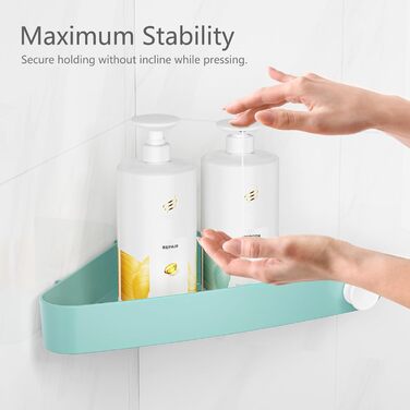 Набір з 4 полиці для душу Sotfamily без свердління, кутові (90°), пластикові, для шампуню та мила, турецький блакитний