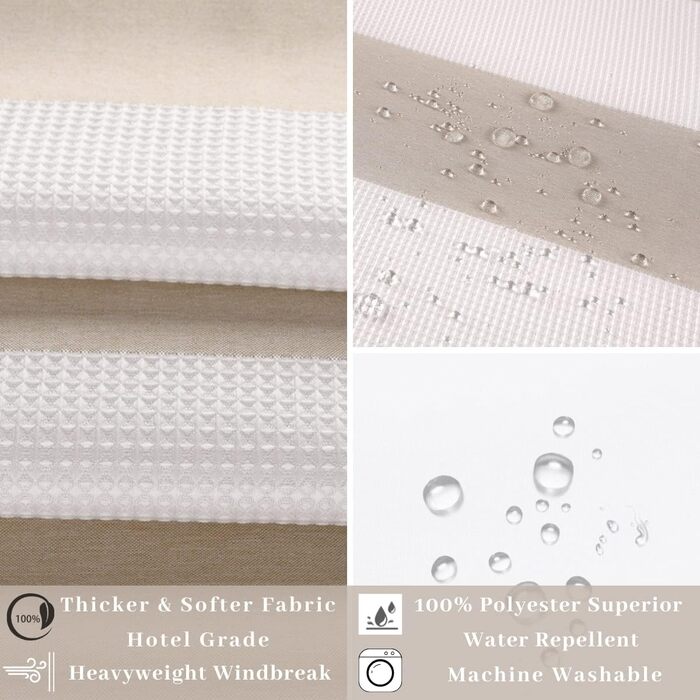 Тканинна шторка для душу з магнітами Snap Liner, 180x200 см (Бежева, H181.3 x B165.1 см, 1 шт.)