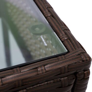 Набір садових меблів Yaheetech з поліротангу для балкона та саду: стіл та 2 крісла з подушками, коричневий