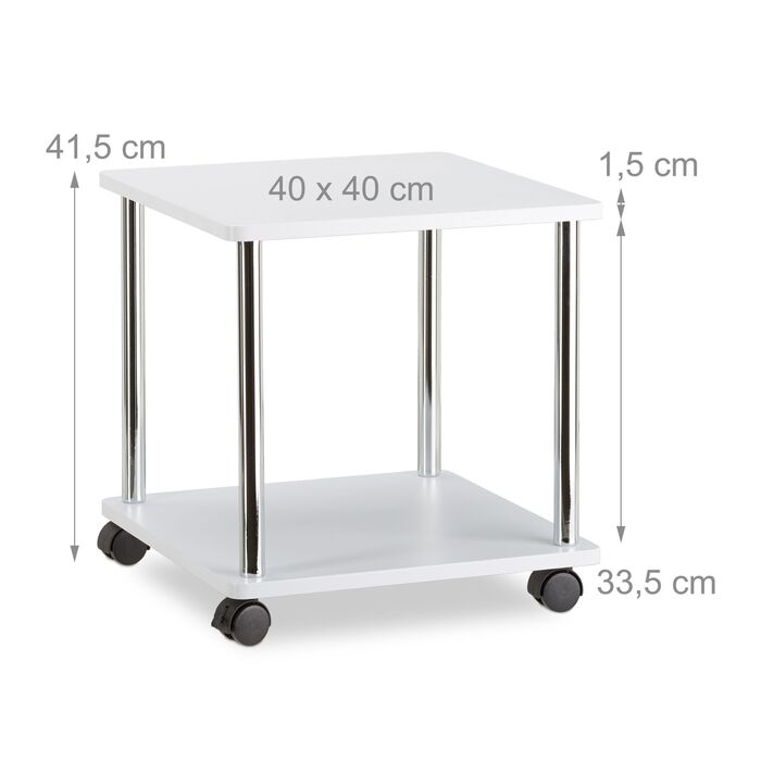 Зручний приставний столик Relaxdays на коліщатках з двома ящиками