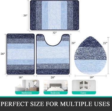 Набір килимків для ванної кімнати Bsmathom, 4 шт. з кришкою для унітазу, м'які, швидковисихаючі, нековзні, можна прати в пральній машині, килимки для ванної з U-подібною контуром, килимок для унітазу, помаранчевий (18'x26'+20'x31'+U20'x24'+Cover19'x21')