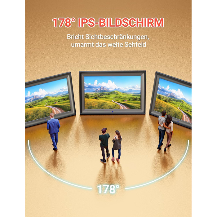 Цифровий фоторамка OBVHNUA 10.1 дюйма з IPS екраном (1280x800) та пультом, USB/SD (128GB), автоповорот, відтворення фото/музики/відео