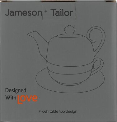 Чай Jameson & Tailor для одного набору з 4 предметів Igloo Чайник, чашка, блюдце Зелена квітка Блискуча порцелянова посудомийна машина та мікрохвильова піч