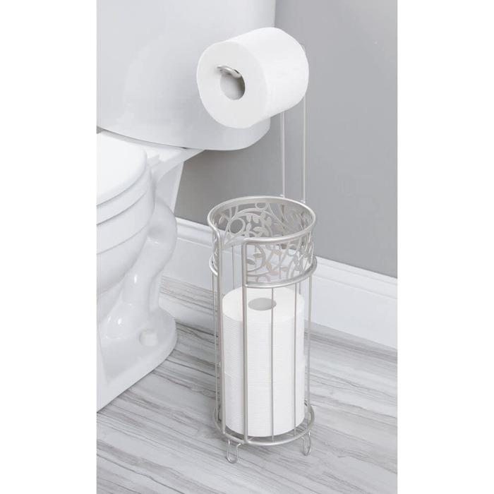 Підставка для туалетного паперу mDesign-сучасна підставка для рулонів паперу для ванної кімнати і гостьового туалету-підставка для туалетного паперу з місцем для зберігання до 3 запасних рулонів-антрацит (кольори тьмяного срібла)