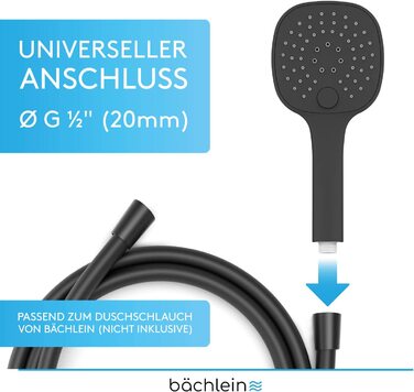 Універсальний душ Bchlein-Насадка для душу з 3 типами струменя, легко замінна зручною кнопкою-хромована кругла насадка для душу-Ручний душ стандартного розміру G 1/2 (Матовий Чорний Кут)