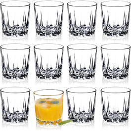 Склянки для напоїв KADAX, набір з 6 предметів, склянки для води, скляні келихи для соку, склянки для води, напоїв, соку, вечірки, саду, універсальні келихи, келихи для коктейлів, келихи для напоїв, сучасний дизайн (325 мл, високий) (низький набір з 12 склянок, 300 мл)