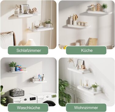 Набір полиць Wandregal 2 шт. з дерева – настінні полиці з прихованим кріпленням, білі, для вітальні, спальні, кухні, для книг та декору