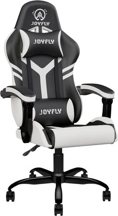Ігрове крісло JOYFLY Ігрове крісло Ергономічне крісло для ПК з поперековою підтримкою, геймерське крісло в гоночному стилі з підголівником, регульоване по висоті, дорослий хлопчик (чорно-білий)