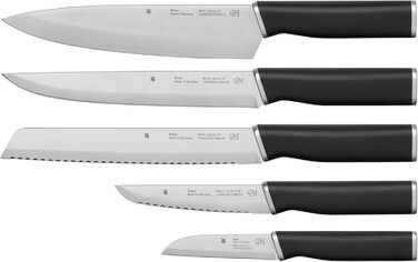 Набір ножів WMF Kineo з бруском для ножів, 6 предметів, Made in Germany, бамбуковий брусок, Performance Cut, нержавіюча сталь