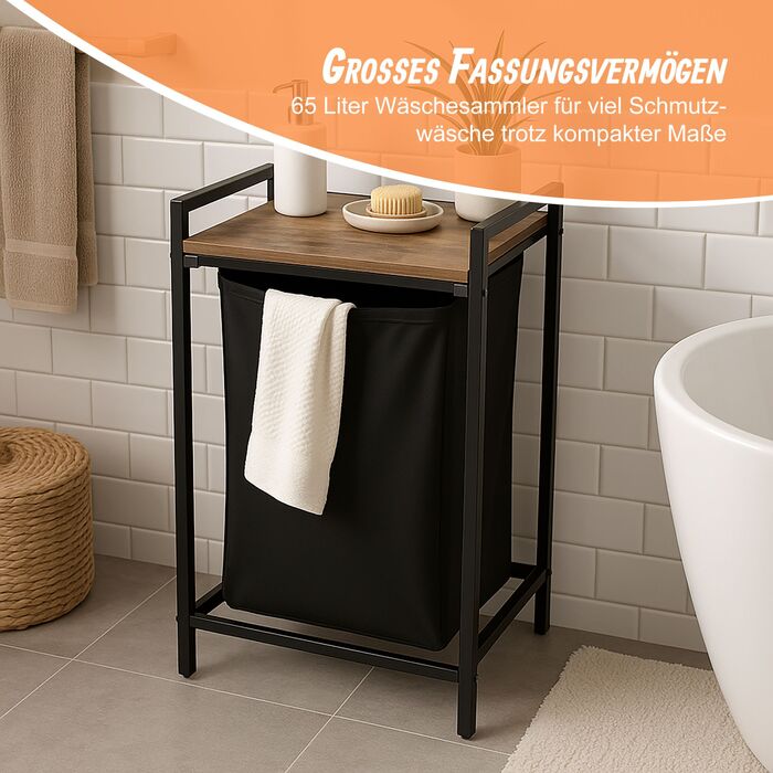 Кошик для білизни Relaxdays з металевим каркасом, 65 л