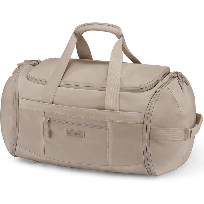 Спортивна сумка LOVEVOOK для жінок та чоловіків, велика сумка для залу, дорожня сумка з відділенням для взуття та мокрою сумкою, водонепроникна сумка для тренувань, плавання, Travel Duffle Bag з функцією рюкзака, 45L (51*28*32 см), Khaki