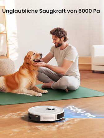 Робот-пилосос LEFANT M2S Pro з функцією миття, 5000Pa, лазерна навігація, LiDAR dToF, 150 хв, розпізнавання килимів, керування через додаток/голос, ідеальний для шерсті тварин, чорний