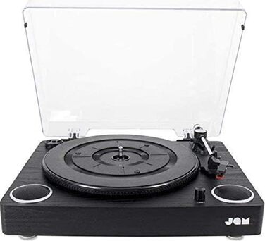 Вініловий програвач Bluetooth Jam Play, 3 швидкості, з конвертацією у MP3, чорний, з кришкою, AUX та виходом для навушників