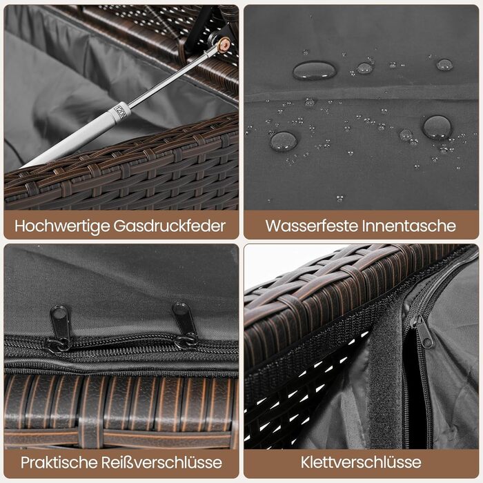 Лавка садова з ротангу COSTWAY з ящиком для зберігання, біла, 2-місна, 120x61x84 см - для балкона, тераси, саду