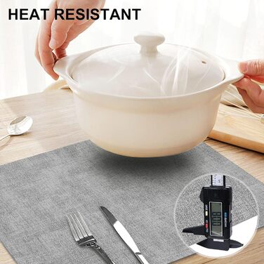 Набір підкладок під тарілки з екошкіри, 6 шт. - Водостійкі, легко миються, сірого кольору