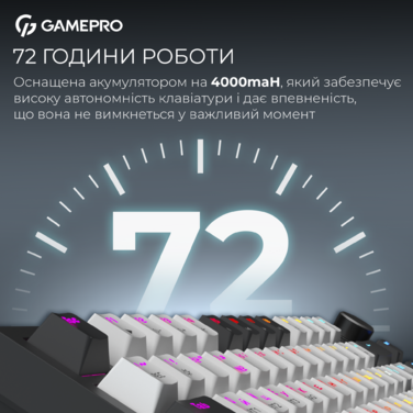 Бездротова механічна клавіатура GamePro Asgard Valhalla Pro (MK160W-D-Pro) 75% Rainy switches
