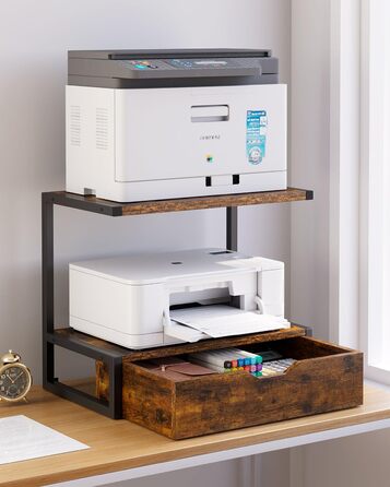 Підставка для принтера IBUYKE 2-ярусна, столик з полицею, органайзер для офісу, TLJ015W (Коричневий)