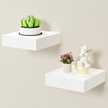 Полиці настінні BAMEOS, комплект 2 шт., 60 см, білі, для ванної, кухні, вітальні, спальні (15x14.5 см) - декор для стін