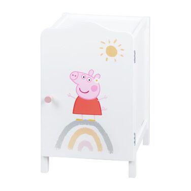 Роба Свинка Пеппа для дітей з дерева - Відкидне сидіння з амортизаційною фурнітурою - Нагрудна лавка біла/роздруківка рожева. (Ляльковий гардероб)