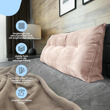 Підголовник Björn&Schiller для спини - подушка для ліжка та дивана, клиновидна подушка, спинка для стіни, сидіння, подушка для стіни, велика знімною обложкою (шампань, 70 см)