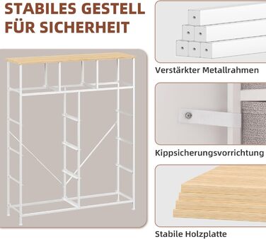 Тумбочка Somdot з висувними ящиками, тканинна тумбочка, тумбочка для спальні, вітальні, коридору, шафа з ящиками, 5 тканинних ящиків, білий колір, штучна шкіра (сірий, 30T x 100B x 118.5H см (11 ящиків))