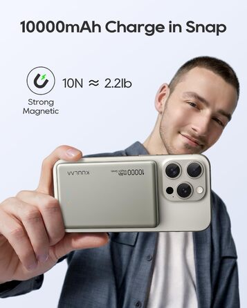 Вт, магнітний, сумісний з iPhone 15/14/13 Pro (титановий), 10000mAh, 20