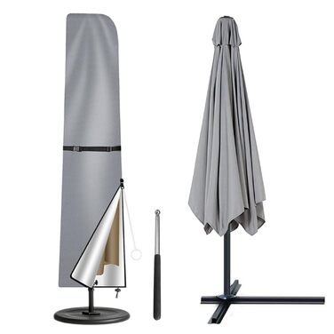 Чохол для парасольки/маркету/садового парасоля, захисний, анти-UV, діаметром до 400 см, 300x300 см (колір: коричневий/сірий, розмір: 240x57/57 см)