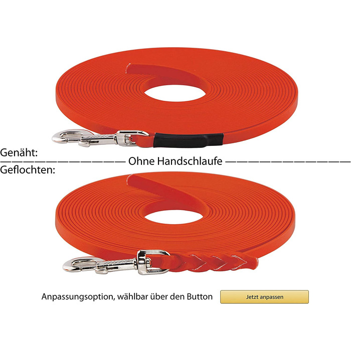 Повідець Ленні, 19 мм з біотану, для великих собак вагою від 35 кг, 3 м 5 м 8 м 10 м 15 м 20 м, без / з ремінцем на зап'ясті, з вибором карабіна, зшитий / плетений