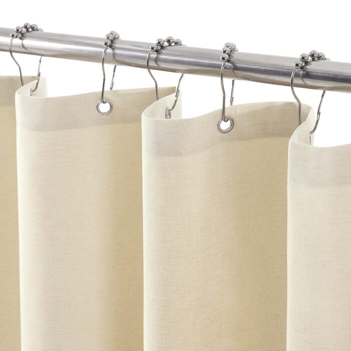 Штора для душу з льону з металевими кільцями, 182x182 см, темно-синій (Marineblau)