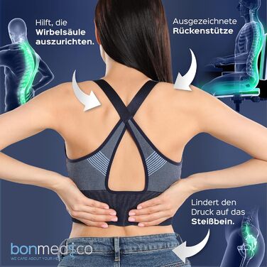 Ортопедична подушка для сидіння Bonmedico з Memory Foam та гелевим наповнювачем - для автомобіля, офісного крісла, інвалідного візка. Чорний велюр, великий розмір.