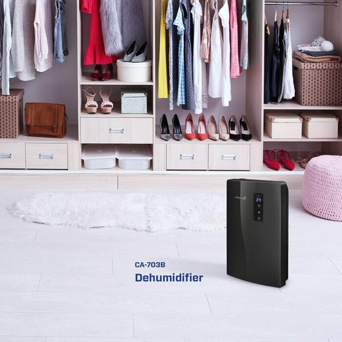 Осушувач та очищувач повітря Clean Air Optima CA-703 з іонізатором і UV-LED лампою, продуктивність до 0,7 л/день, для приміщень до 10 м², чорний