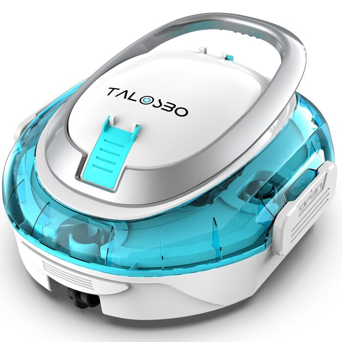 Робот-пилосос для басейну TALOSBO S2 з подвійним фільтром, акумуляторний, 90 хв роботи, самопаркування, для неглибоких басейнів (білий)