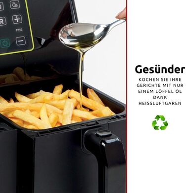Аерофритюрниця Ariete 4623 Airy Fryer Dual, подвійна чаша, 1700 Вт, 8 л, 3 режими, сенсорне LED-управління, 8 програм, таймер, чорна