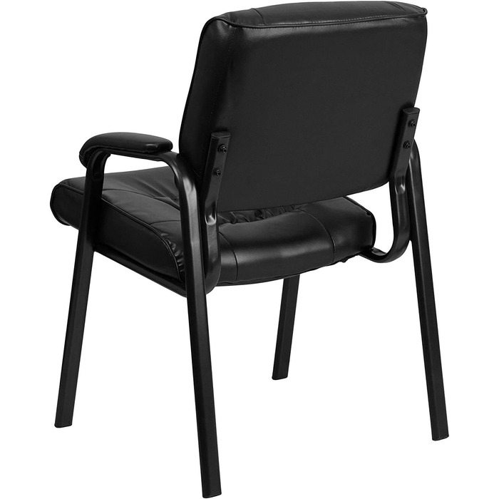 Крісло-табурет Haeger Flash Furniture з шкіри, з порошковим покриттям каркасу кольору титанового сірого, чорне