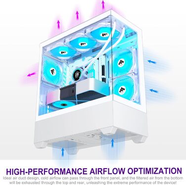 Ігровий корпус для ПК FOIFKIN F1 білий, ATX Mid-Tower, 5 ARGB PWM вентиляторів, 270° панорамне скло
