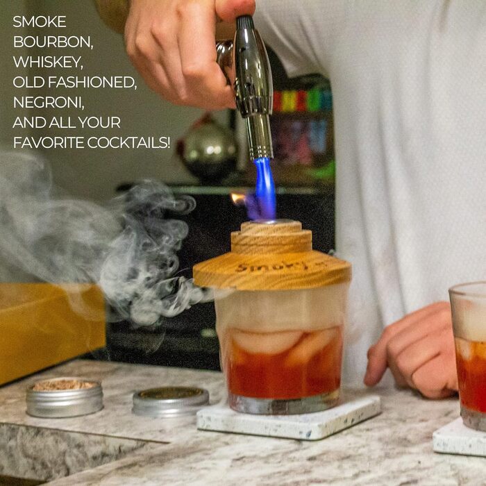 Набір для копчення віскі Smoky NOBLESIP з ліхтарем та дерев'яною стружкою - преміум подарунковий набір для копчення віскі, бурбону та коктейлів