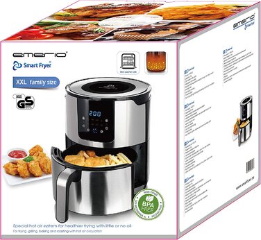 Аерофритюрниця Emerio XXL 13л Airfryer AF-121914: розумна мультипіч з ротисаром, кошиком та функцією сушіння, 1800 Вт, чорна