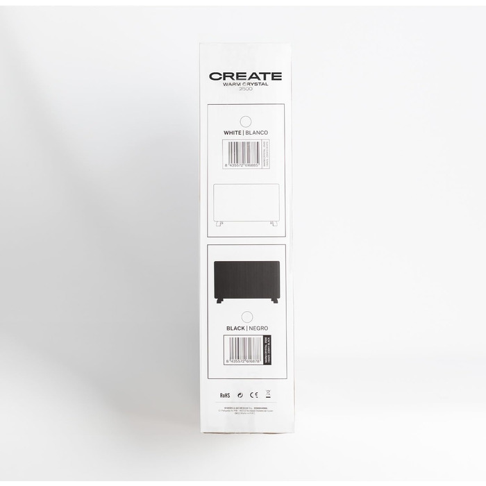 Електричний скляний конвектор CREATE/WARM CRYSTAL 2500W, Wi-Fi, тиха робота, чорний