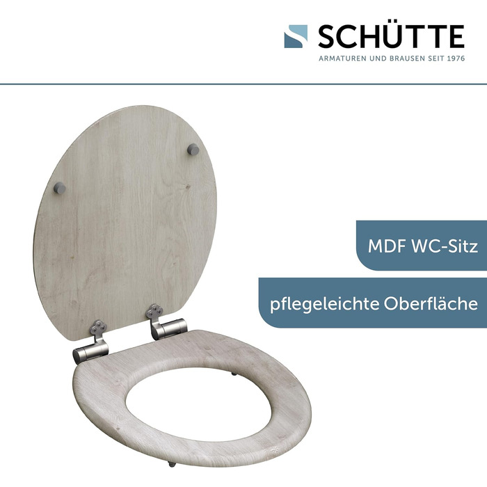 Дерев'яне сидіння для унітаза SCHÜTTE з мікроліфтом (Soft-Close), підвіконий кришка для унітаза з MDF, витримує до 175 кг, колір Lightwood
