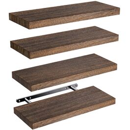 Настінна полиця AMADA HOMEFURNISHING з дерева Paulownia, 40x15x2.5 см, коричнева - для вітальні, спальні, кухні, офісу