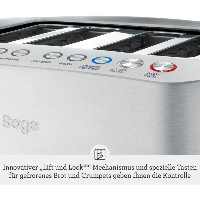 Тостер Sage The Smart Toast на 4 скибки, щітковий алюміній, електричний, для хліба