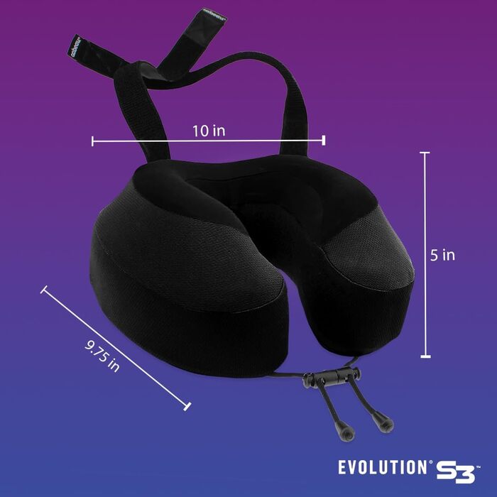 Подушка для подорожей Cabeau Evolution S3 з кріпленням до сидіння літака, меморі пін, швидковисихаюча тканина, індиго
