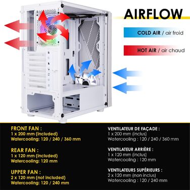 Ігровий корпус для ПК Empire Gaming Crystal, ARGB, середній Tower, ATX/Micro ATX/ITX, 3D-дзеркальний ефект, адресований RGB-вентилятор 120 мм, білий