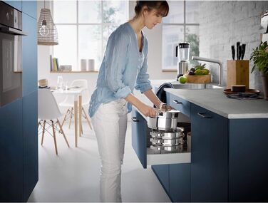 Набір каструль WMF Compact Cuisine 4 предмети для індукції з кришками, нержавіюча сталь Cromargan, з внутрішньою шкалою