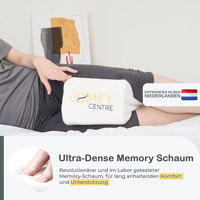 Подушка для сну на боку ComfyCentre: ортопедична подушка між колінами з піни Memory Foam - біла, без ременя