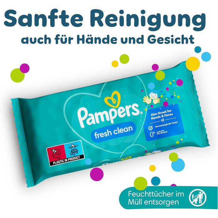 Вологі серветки для дітей Pampers Fresh Clean, 12 пачок по 52 шт (624 шт)