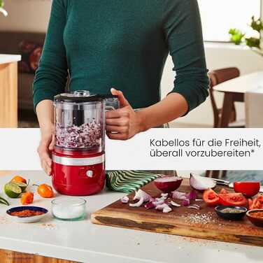 Бездротовий подрібнич для овочів та зелені KitchenAid KFCB519, 5 чашок, Empire Red